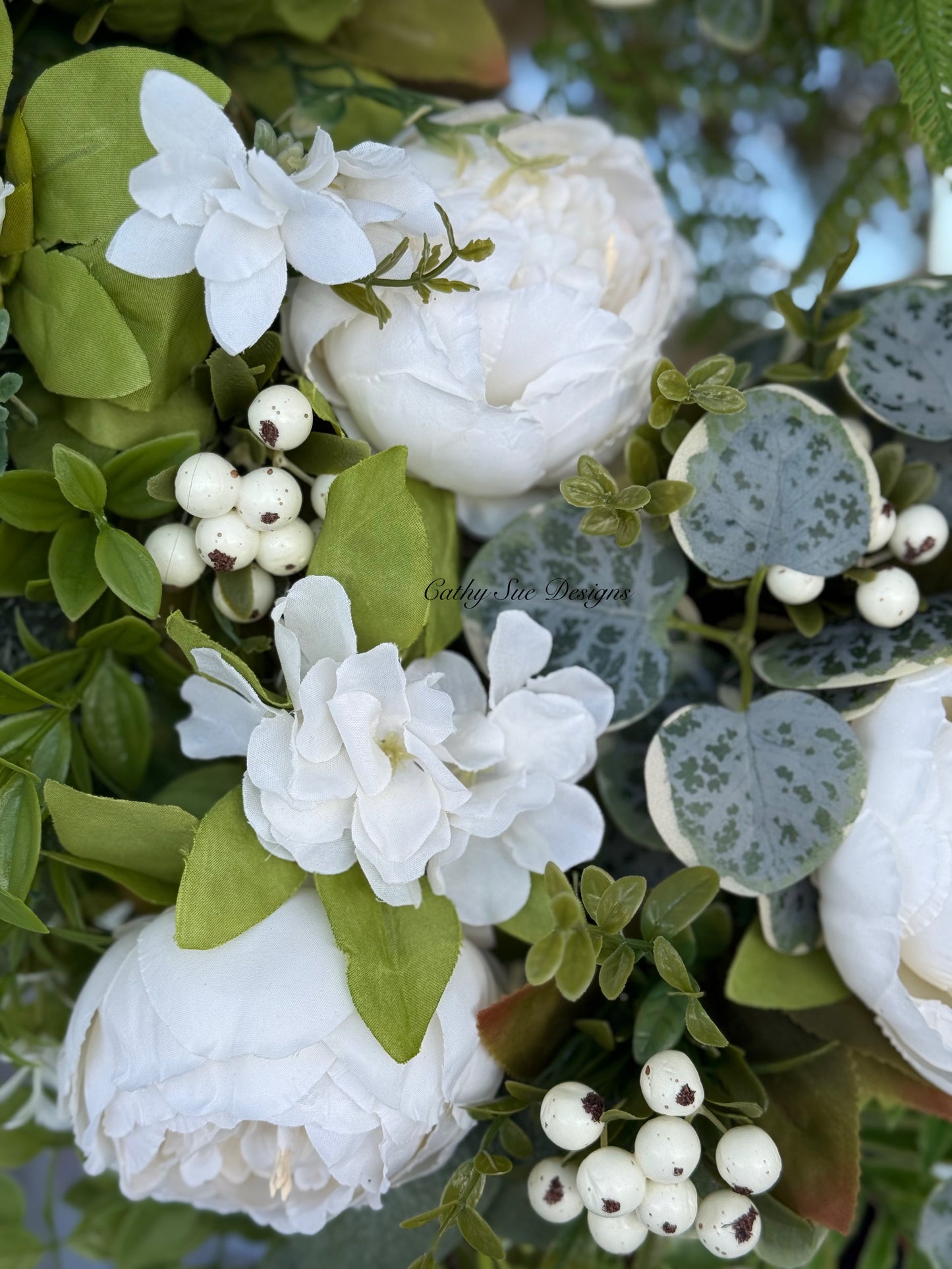 Neutral Peony Floral Grapevine Wreath