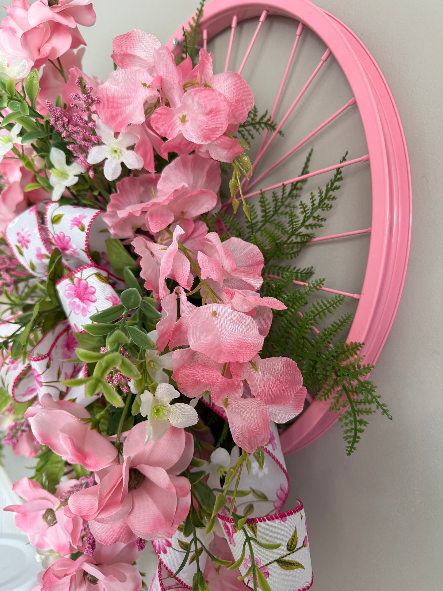 Pink Bicycle Rim Wreath