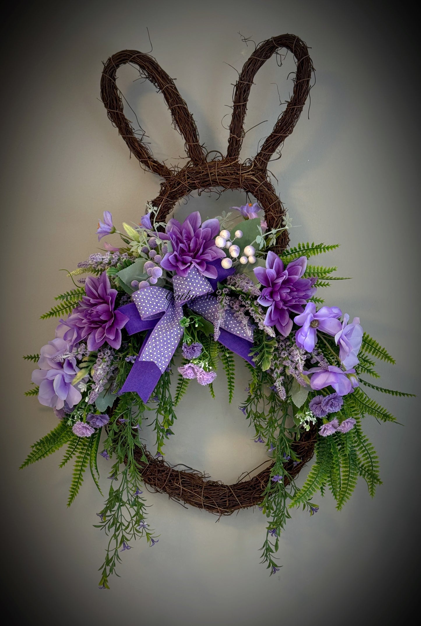 Bunny Grapevine Wreath Purple