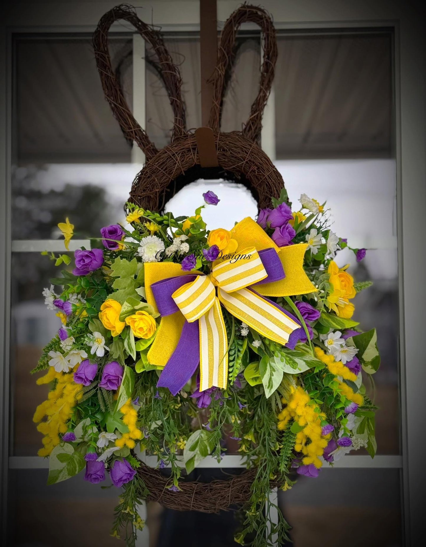Bunny Grapevine Wreath Yellow