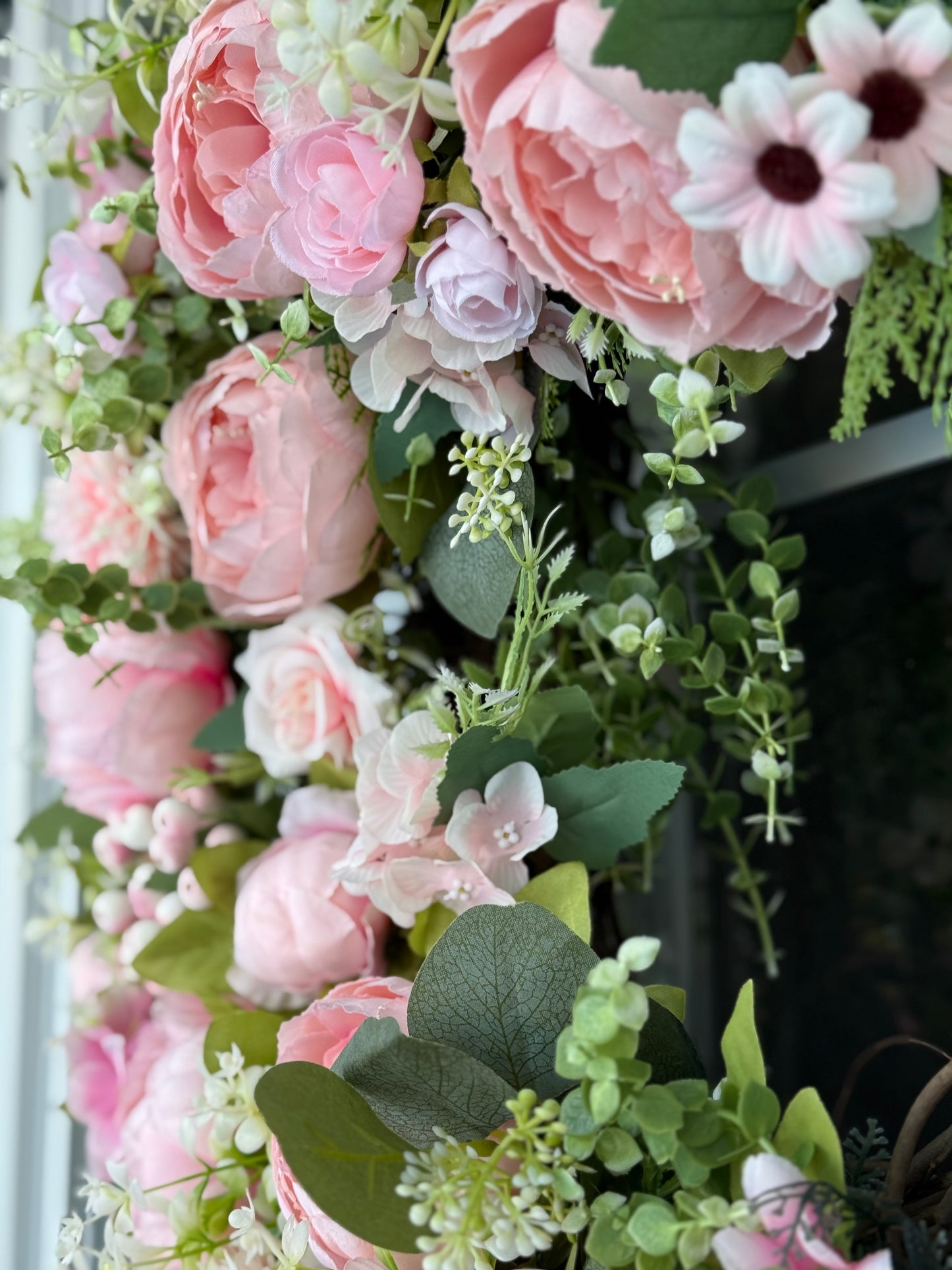 Pink Peony Grapevine Wreath