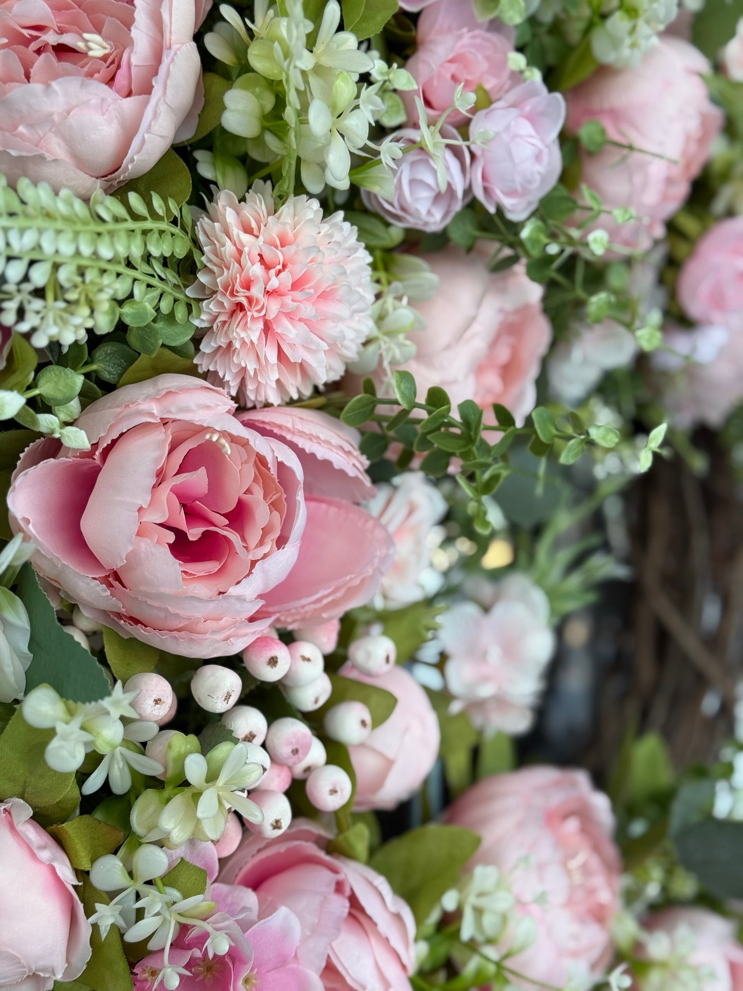 Pink Peony Grapevine Wreath