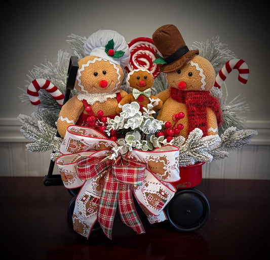 Gingerbread Little Red Wagon Arrangement