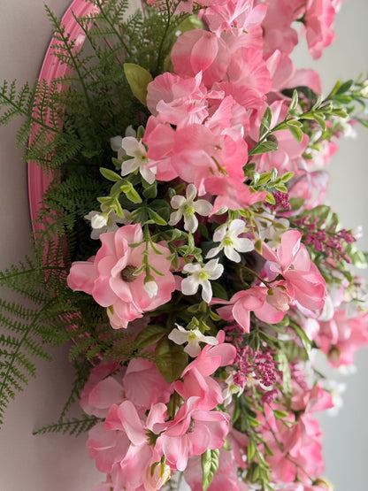 Pink Bicycle Rim Wreath