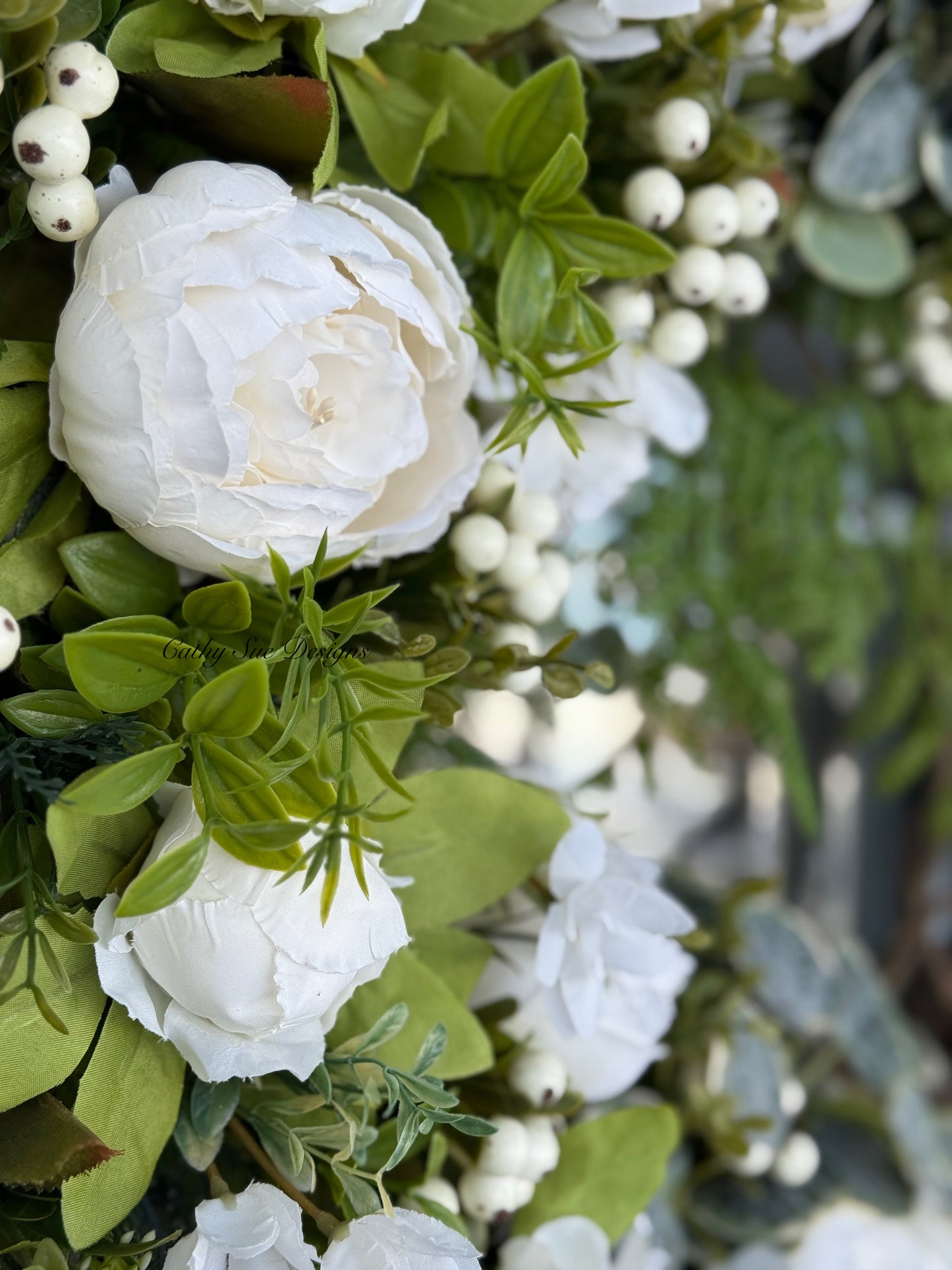 Neutral Peony Floral Grapevine Wreath