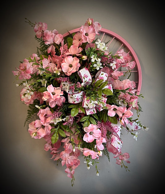 Pink Bicycle Rim Wreath