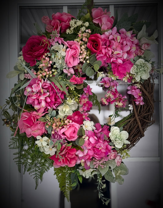 Beautiful Pink Floral Grapevine