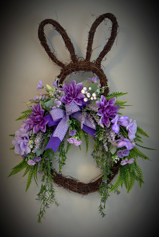 Bunny Grapevine Wreath Purple