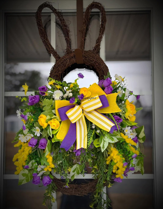 Bunny Grapevine Wreath Yellow