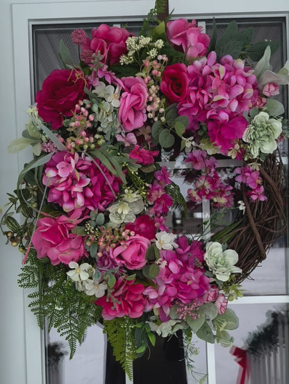 Beautiful Pink Floral Grapevine